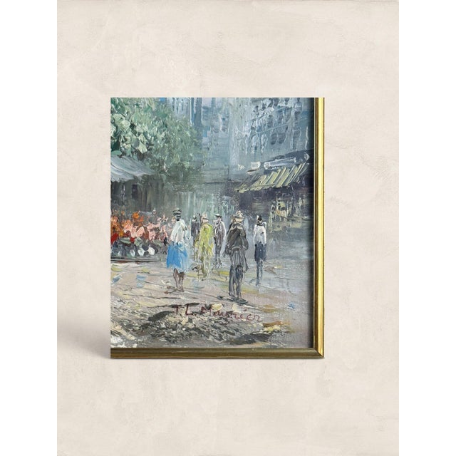 French Vintage English Giclée Paris Scene, Oil Painting Signed Tl Maurien For Sale - Image 3 of 3