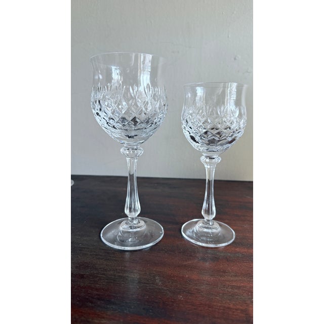 Vintage 1980s Mikasa Chateau Crystal Pattern Goblets - Set of 9 For Sale - Image 13 of 13