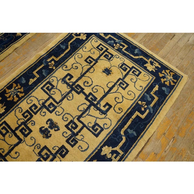 1920s Beige Geometric Antique Pair of Chinese Peking Carpets 3' X 5'10'' Knotted Wool Rugs For Sale In New York - Image 6 of 9