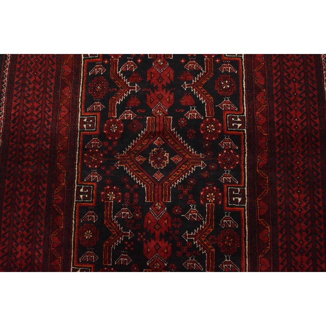 1990s Baloch Rug 3’8” X 7′ Blue Wool Vintage Tribal Hand-Knotted Oriental Carpet For Sale - Image 5 of 12