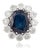 8.21ctw Deep Royal Sapphire Princess Diana Diamond Cocktail Ring in 18k White Gold Size 7 For Sale