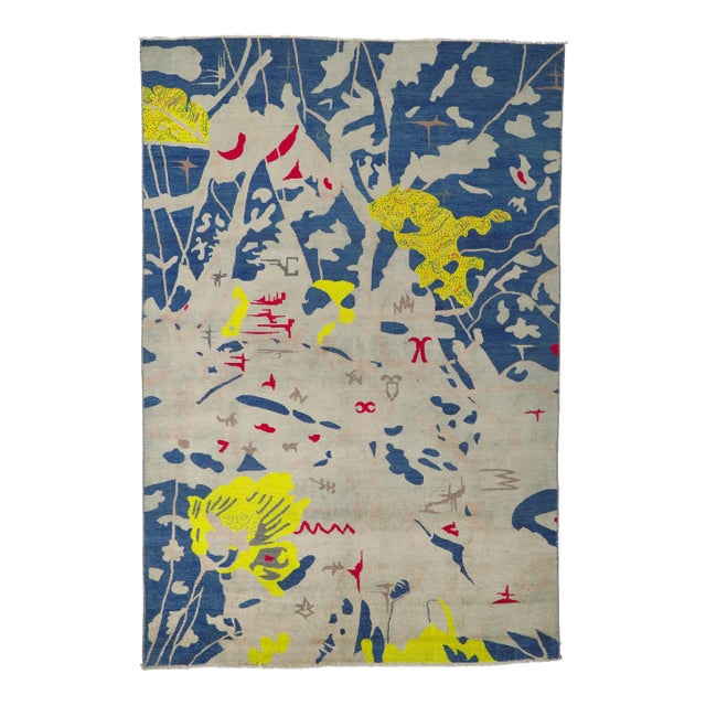 Joan Miro Inspired Vintage Style Rug, 06'03 X 09'05 For Sale