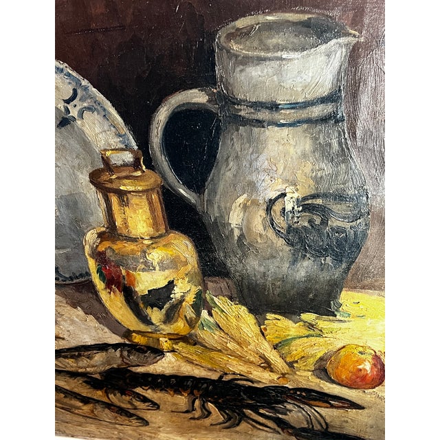 Rustic European Antique Dutch Still Life Oil Painting For Sale - Image 3 of 11