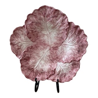 Vintage Fitz & Floyd Majolica Pink Cabbage Bowl Platter For Sale