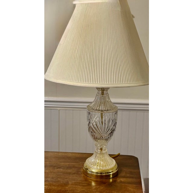 Mid 20th Century Crystal and Gold Toned Vintage Table Lamp For Sale - Image 10 of 12