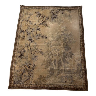 Vintage 1930s Mechanic French Tapestry Verdure For Sale
