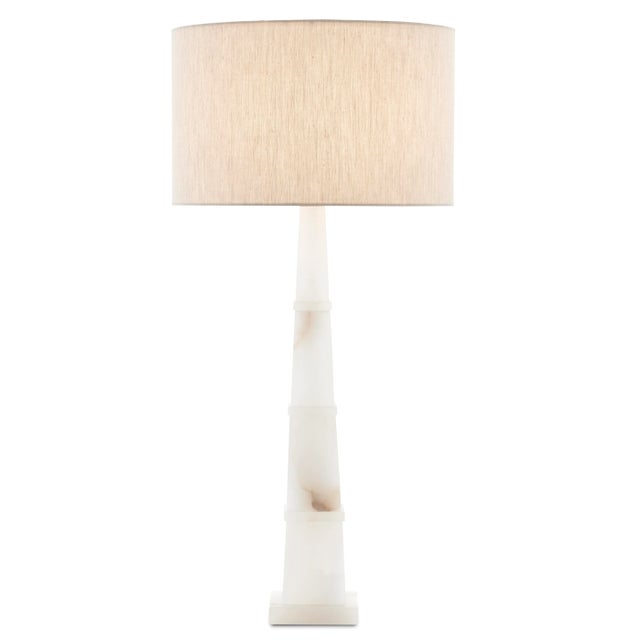 Stacked alabaster creates an obelisk shape to make our Alabastro Table Lamp luxurious. Its designer Tom Caldwell calls it...