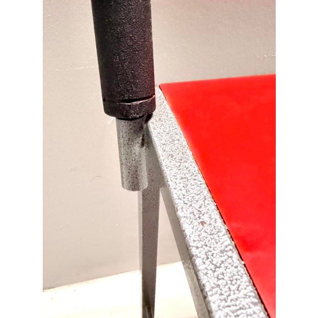 Metal Vintage Red Side Chair in Laminate & Metal in the style of Ettore Sottsass, Italy, 1980s For Sale - Image 7 of 11