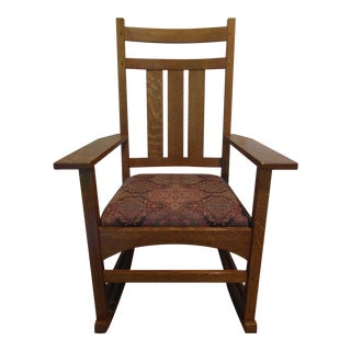 1990s Stickley Quartersawn Oak Rocker For Sale