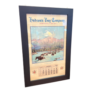 Rare 1938 Hudson’s Bay Company Calendar Framed Canadian Advertising Print