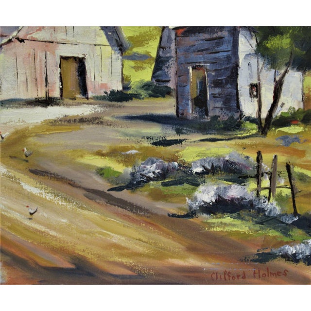 Clifford Holmes, Landscape with barn, California, Circa 1950 For Sale - Image 4 of 6