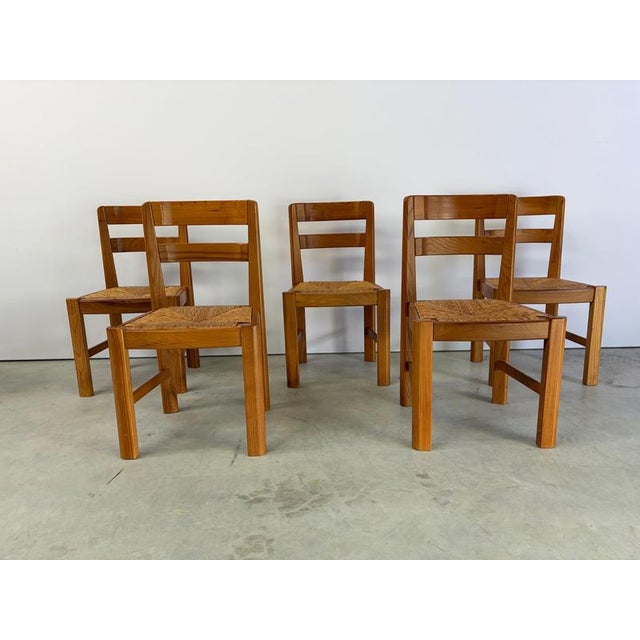 Vintage Oak and Wicker Dining Chairs, 1960s, Set of 5 For Sale - Image 9 of 10
