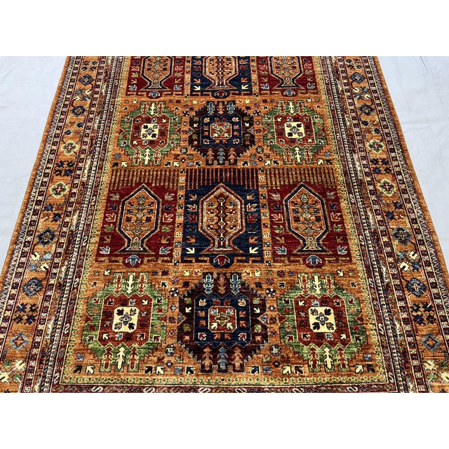 2000 - 2009 Rust Sultani Garden Panel Wool Rug, 5'10" X 8'1" For Sale - Image 5 of 13