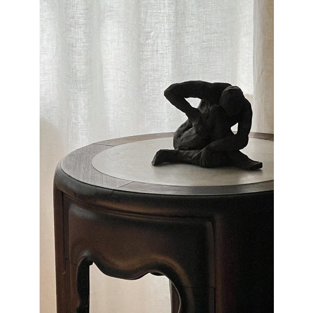 Antique Chinese rosewood side table with marble inset top. Hand-carved with original mortise-and-tenon joinery. Original...
