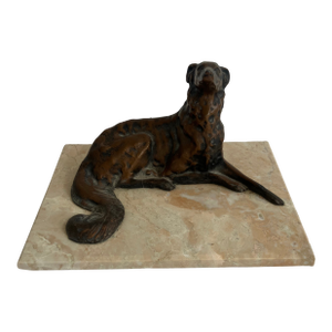 Late 19th Century Borzoi Russian Wolfhound Bronze Figurine on Marble Plinth.