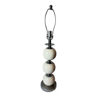 Mid 20th Century Space Age Ceramic Globes and Chrome Table Lamp Attributed to Solken Leuchten For Sale