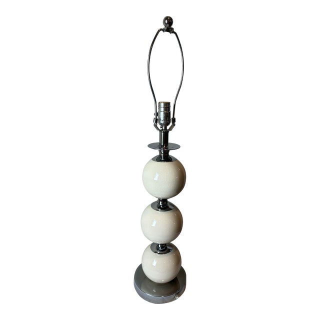 Mid 20th Century Space Age Ceramic Globes and Chrome Table Lamp Attributed to Solken Leuchten For Sale