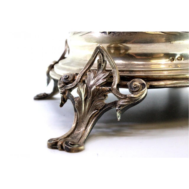 Silver and Wavy Glass Compote with Lid, Spoon and Cut-Out Feet For Sale - Image 5 of 10