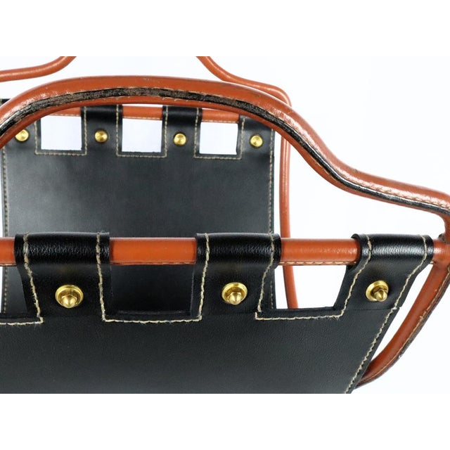 Black Magazine Rack by Jacques Adnet, 1950 For Sale - Image 8 of 13