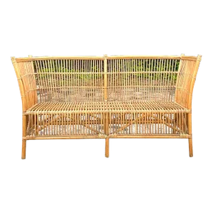 Vintage Coastal Stick Rattan Loveseat