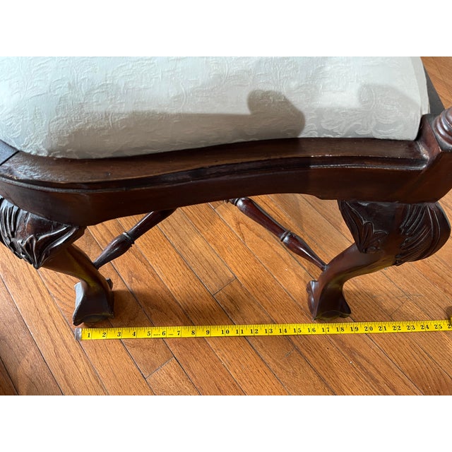 1990s Chippendale-Style Hand-Carved Mahogany Corner Chair For Sale - Image 10 of 12