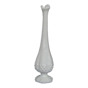 Fenton Hobnail White Milk Glass Small Footed Swung Vase