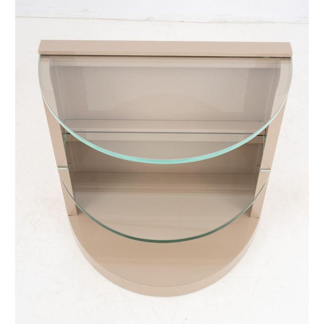 Custom-Made Beige Lacquered 2-Tier End Table For Sale - Image 4 of 6