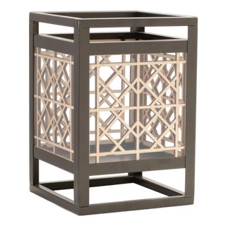 Cut Out Wood Candle Holder with Iron Frame 9.75"H For Sale