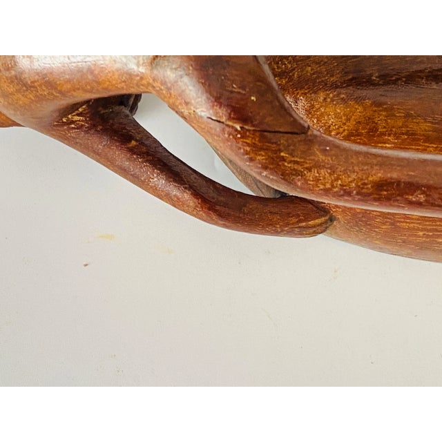 1960s Vide Poche Sculpture in Wood Animals Holding Bowl, 1960s For Sale - Image 5 of 12