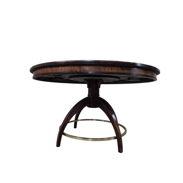 MCM Walnut Extension Dining Table With Sunburst Top For Sale - Image 4 of 12