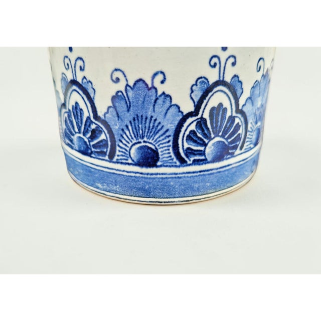 Vintage Hand-Painted Dutch Delft Blue Sailing Ship Vase, 1950s For Sale - Image 14 of 17