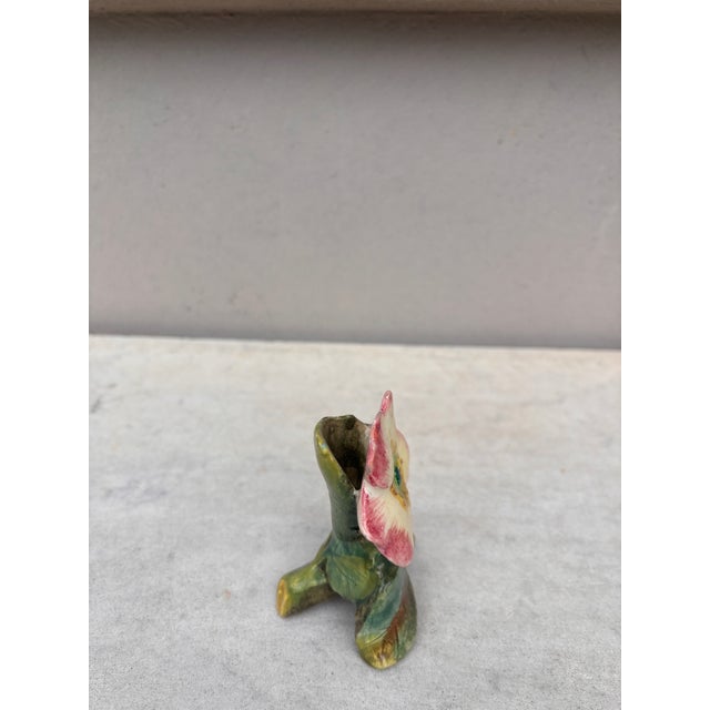 Small 19th Century Majolica Wild Rose Vase Delphin Massier. Table vase decoration , very rare form and size. 4 inches...