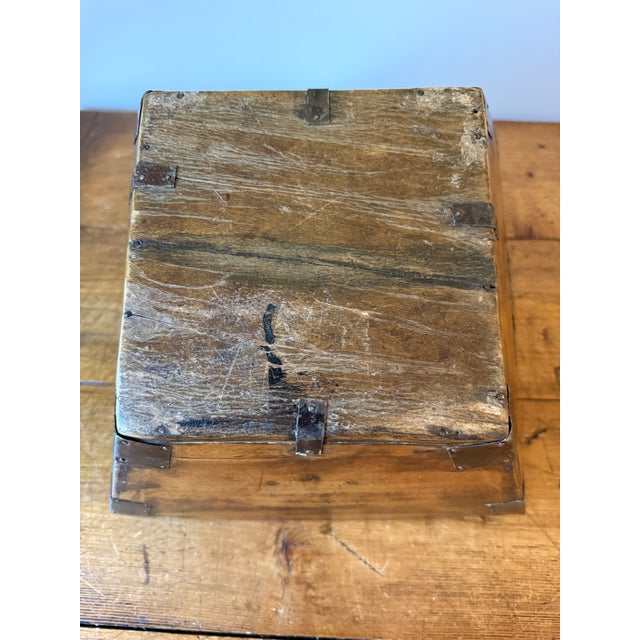Antique Chinese Rice Measure Bucket "Dou" With Metal Hardware & Wood Joints For Sale - Image 11 of 13