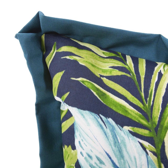 Kenneth Ludwig Chicago 24 x 24 Outdoor Pillow Cardoon Indigo - Down Alternative Insert For Sale - Image 4 of 7