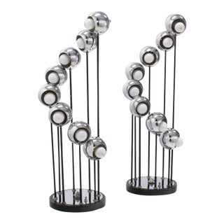 Mid-Century Modern Chrome Globe Table Lamps - a Pair For Sale