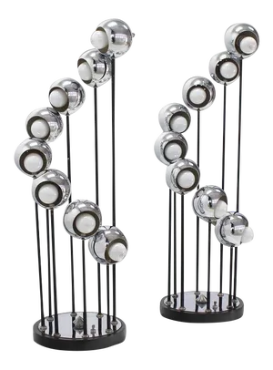 Mid-Century Modern Chrome Globe Table Lamps - a Pair