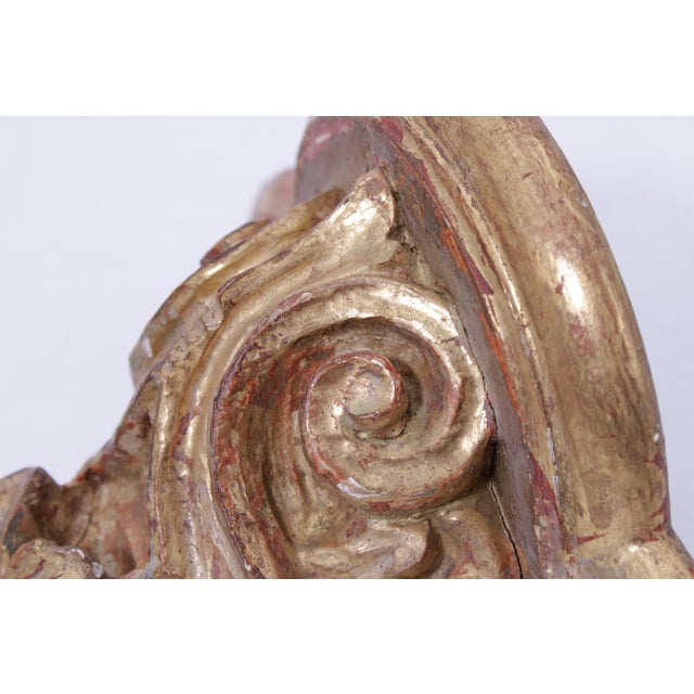 Pair Italian Gilt Wood Gold Finish Wall Bracket Shelves For Sale - Image 9 of 12