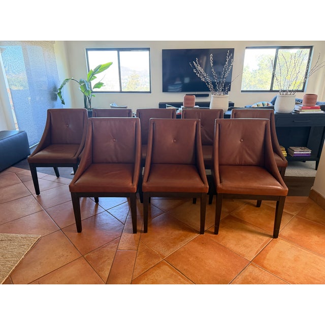 2010s West Elm- Set of 8- Leather Dining Chairs For Sale - Image 5 of 12