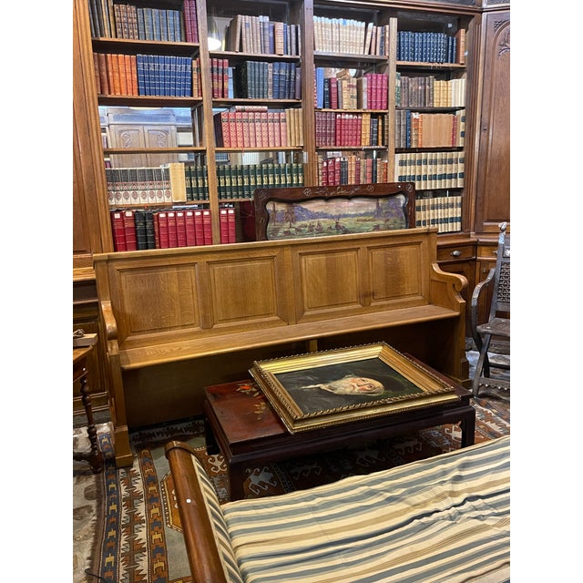 Antique Oak Bench, 1920s For Sale - Image 3 of 4