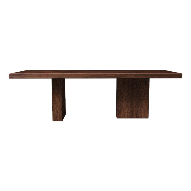 Westland Studio Hand Crafted Walnut Dining Table With Carved Textured Abstract Base For Sale