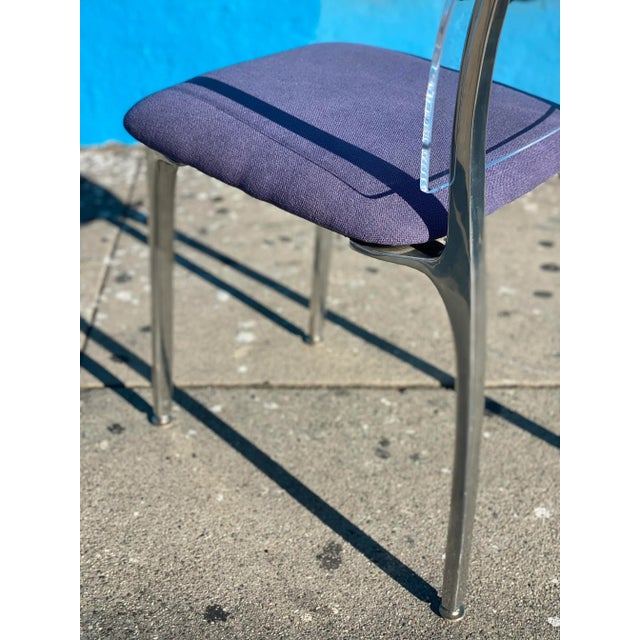 1990s Post Modern Purple Lucite and Steel Accent Chair For Sale - Image 5 of 8