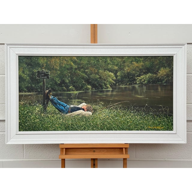 Young Boy Fishing by a Beautiful Riverside in Lush Green English Countryside 1995 For Sale - Image 13 of 18
