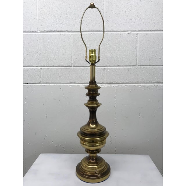 Mid-Century Modern Solid Brass Table Lamp Manner of Stiffel For Sale - Image 12 of 13