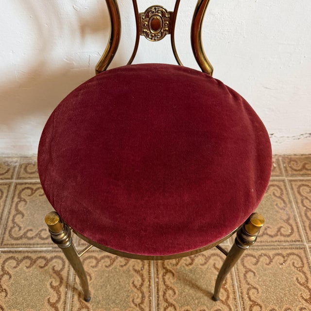 Mid-Century Modern Hollywood Regency Brass Chair attributed to Paolo Buffa, Italy, 1950s For Sale - Image 6 of 17