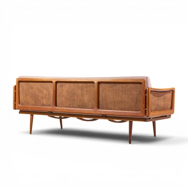 Wood Peter Hvidt and Orla Mølgaard Nielsen Mid Century Teak and Cane Daybed For Sale - Image 7 of 9