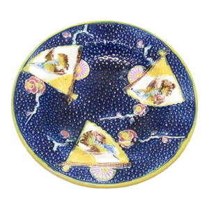 Antique English Majolica Hummingbird Plate