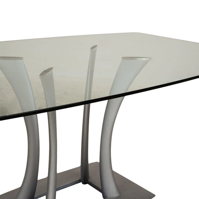Modern Glass Dining Table in Silver from Rolf Benz For Sale - Image 3 of 9