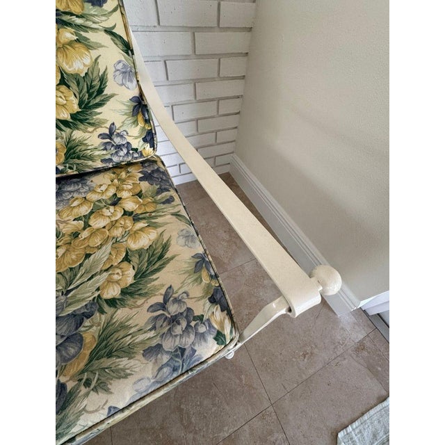 1970s Palm Beach Regency Wrought Iron Patio Set - Sofa and 2 Arm Chairs For Sale - Image 15 of 17