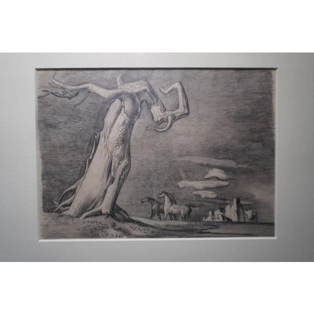 It's really exciting, even pretty wild. Hallucinatory. Art measures 6 1/8" x 8 3/4" and the frame is 16 1/4" x 20 1/4"....