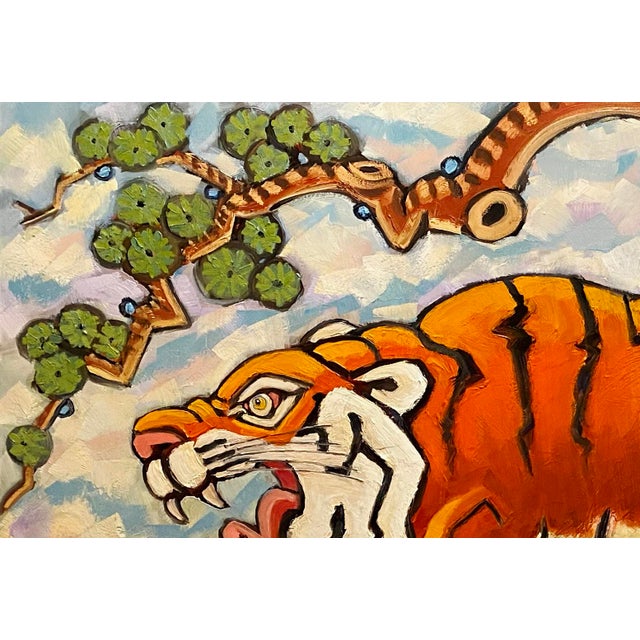 Tiger Original Oil Painting Stephen McDonough For Sale - Image 4 of 7
